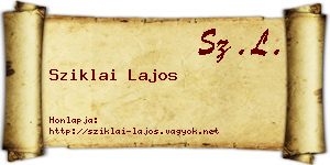 Sziklai Lajos névjegykártya